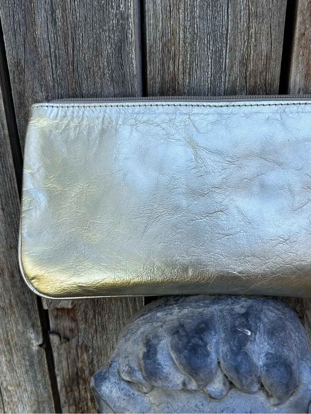 Hobo International Vida Metallic Gold Leather Wristlet Wallet Clutch